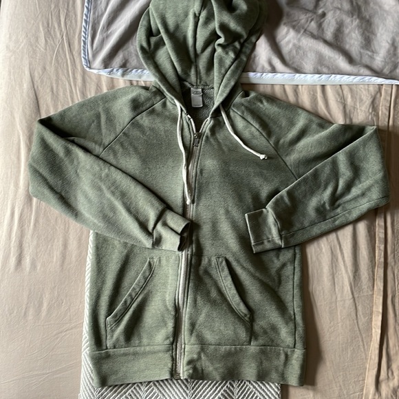 ALTERNATIVE APPAREL Adrian Eco Fleece Small Hooded Sweatshirt Green Hoodie - Picture 9 of 10